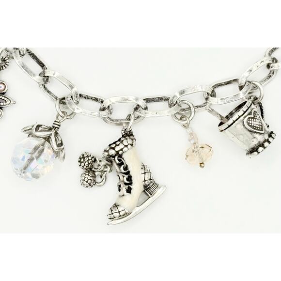 Brighton “Let It Snow” Charm Bracelet - Silver Enamel Crystal - Rare Collectible - Picture 3 of 14